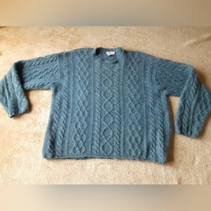 J. Crew Mens XL Wool Cable Knit Sweater Dusty Denim Color